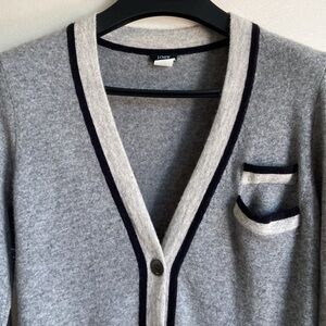 J. Crew Gray Cardigan with Black and Light Gray Trim